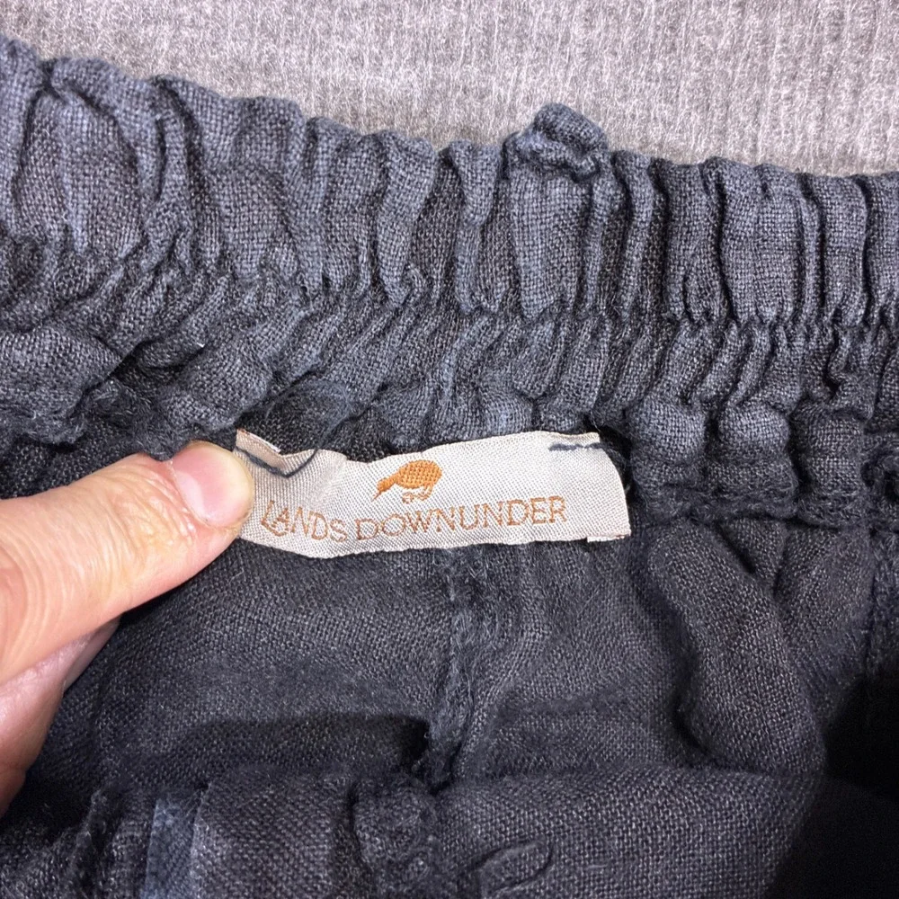 Lands Downunder Linen Pants Womens Medium Black Made in Italy Beach Summer